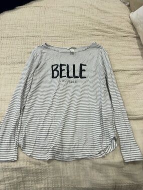 H&M White and Black Striped 'BELLE' Long-Sleeve Tee